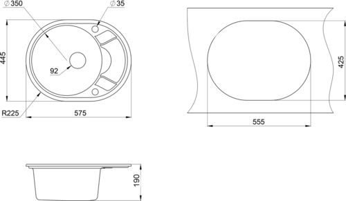 Кухонная мойка Granula GR-5802 графит, 575x445 мм