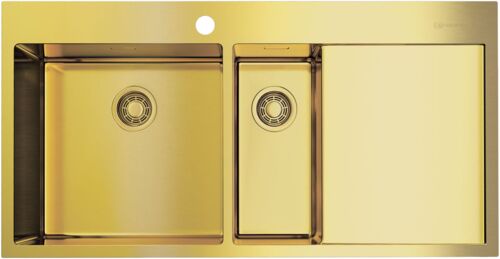 Кухонная мойка Omoikiri Akisame 100-2-LG-L нержавеющая сталь/светлое золото, 4973089