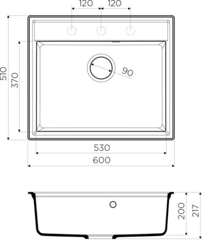 Кухонная мойка Omoikiri Daisen 60-GR leningrad grey, artgranit, 4993620