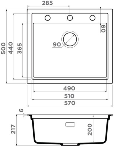 Кухонная мойка Omoikiri Sintesi 57-GB Artceramic/графит, 4997140